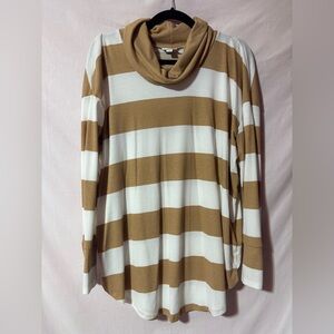 LuLaRoe Tan and White Cowl Neck Top